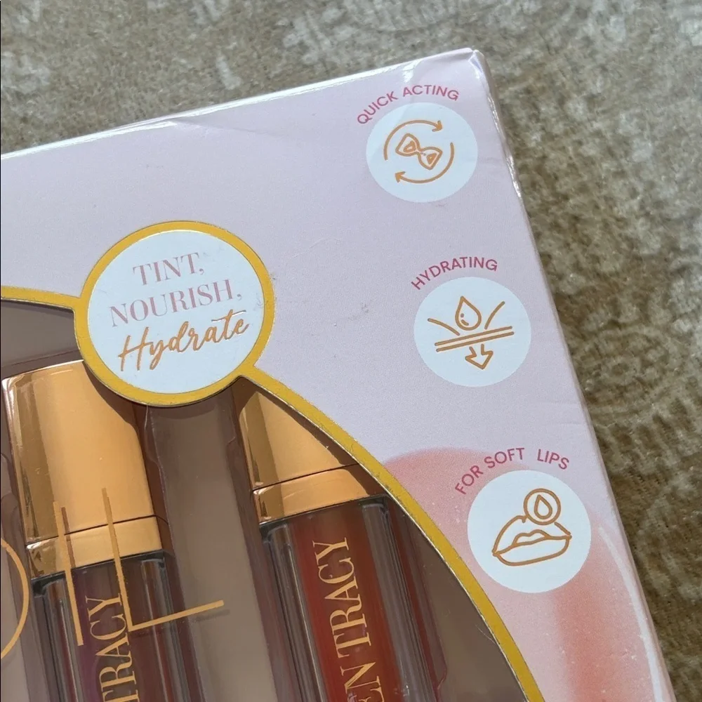 Brand New Ellen Tracy 5-Pack Lip Oil Collection Hydrating Tint Gloss Reds Pinks